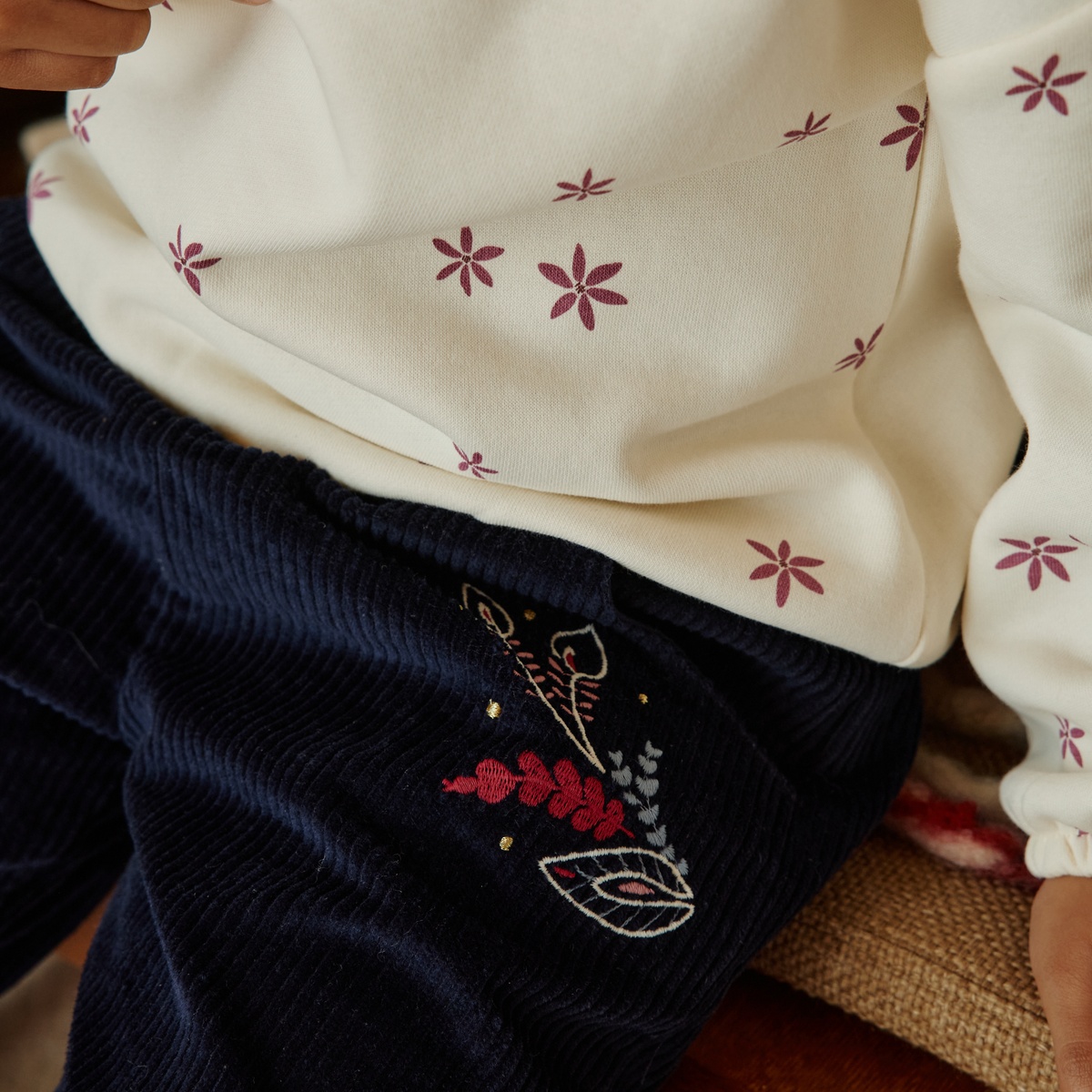 Pantalon bébé en velours côtelé Ilana bleu, PETIT BEGUIN