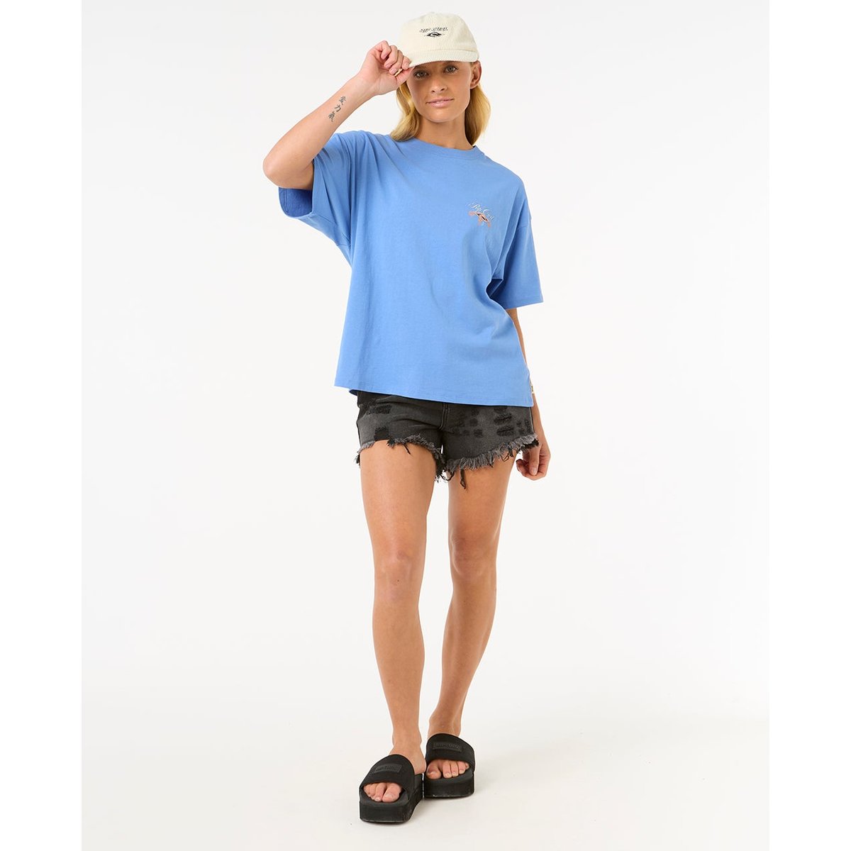 T-shirt HIBISCUS DIAMOND HERITAGE TEE bleu, RIP CURL