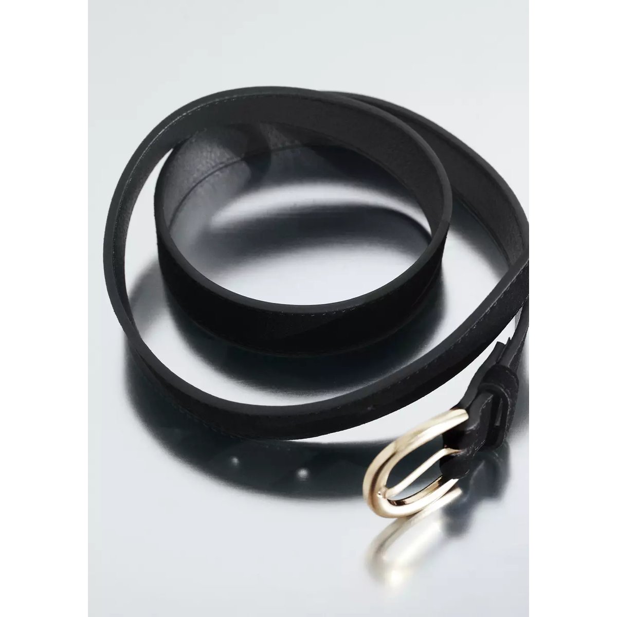 Ceinture cuir suède noir, MANGO