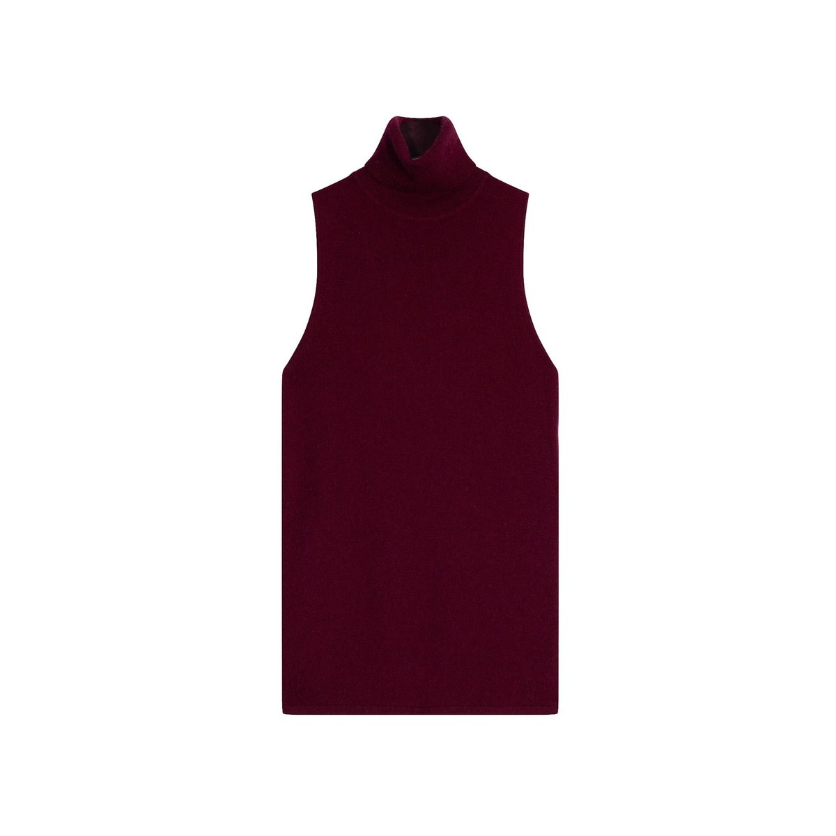 Pull Col Roulé Sans Manches Bordeaux Violet bordeaux, JUST CASHMERE