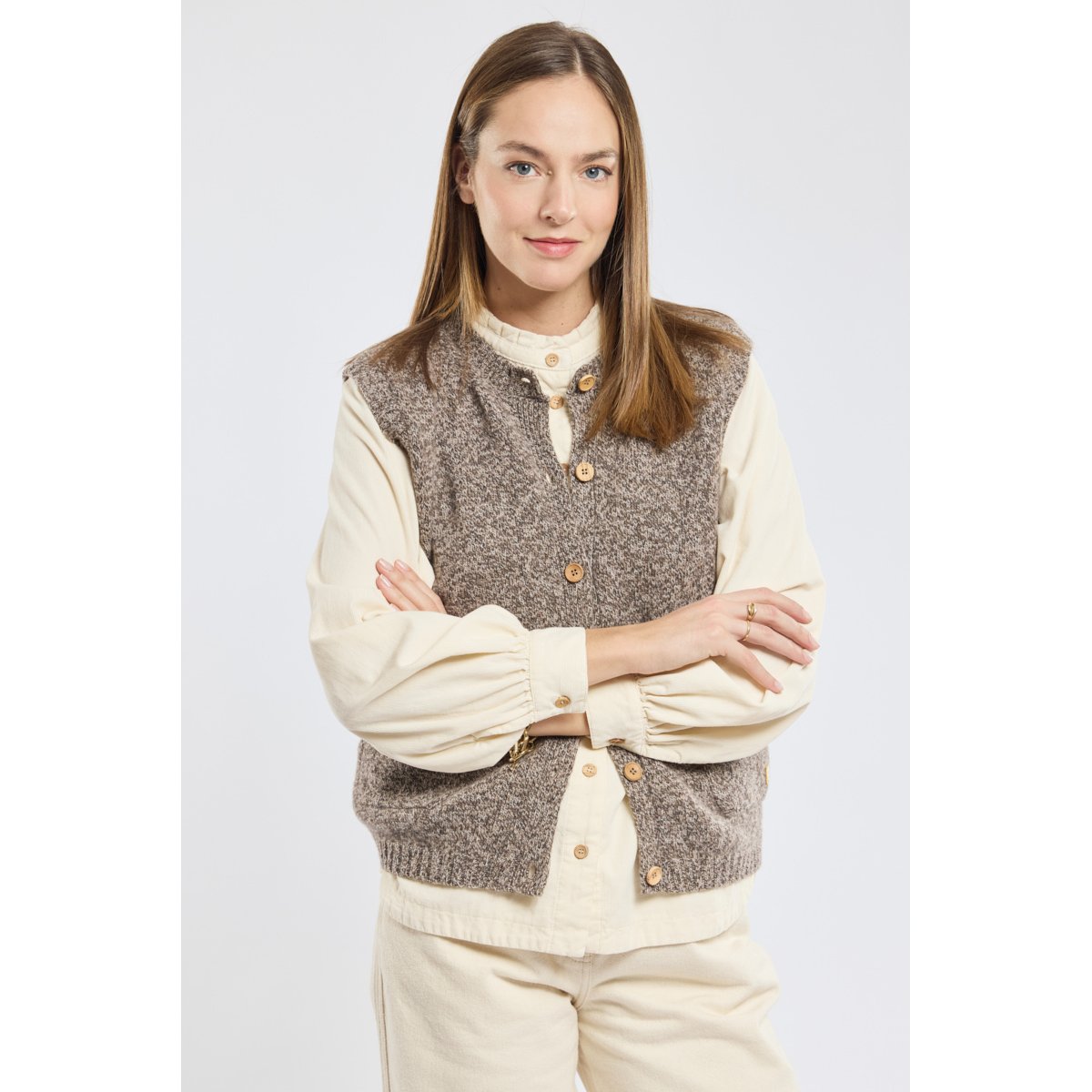 Cardigan sans manche Héritage en laine HERITAGE falcon mélangé, ARMOR-LUX