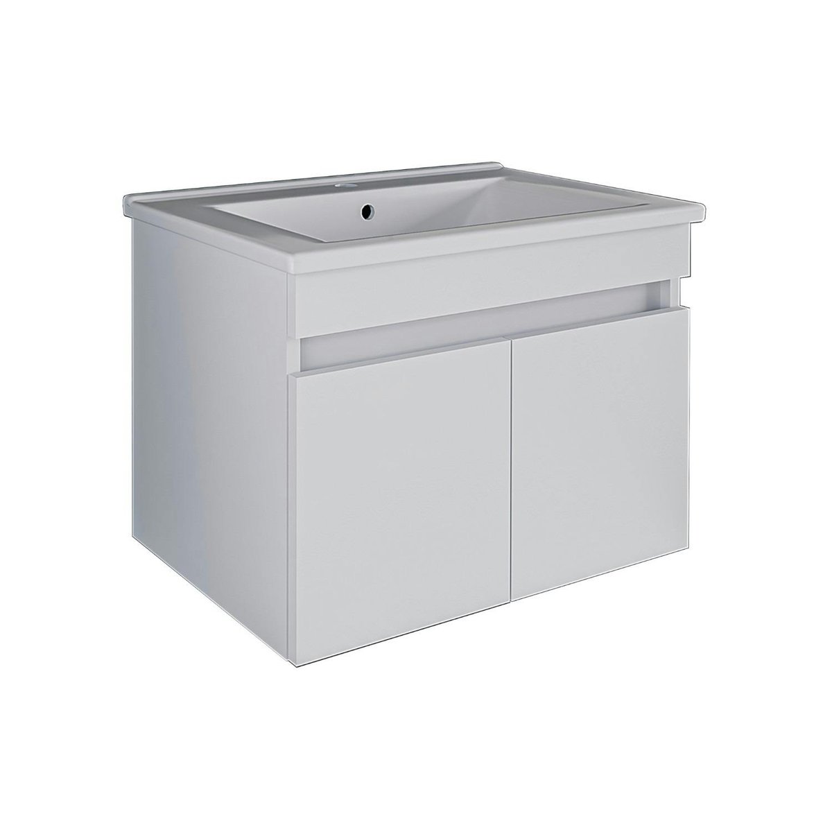 Meuble sous vasque suspendu 65 cm, 2 portes + vasque LAO blanc, PIER IMPORT