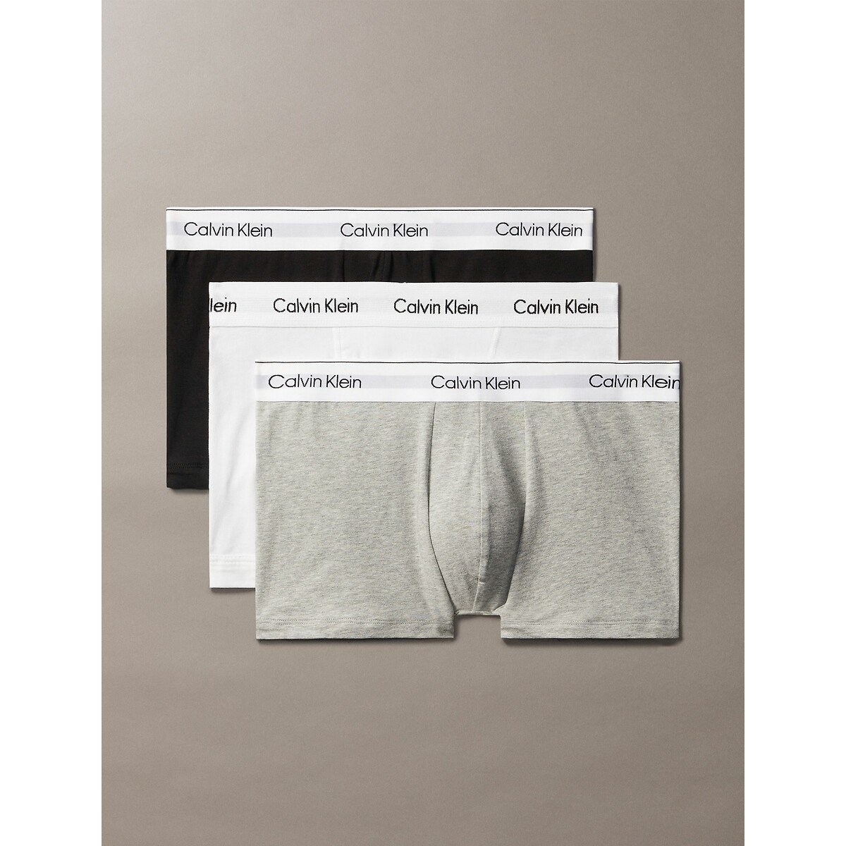 Lot de 3 boxers relaxed avec pinces - Icon Cotton Stretch blanc + gris + noir, CALVIN KLEIN UNDERWEAR