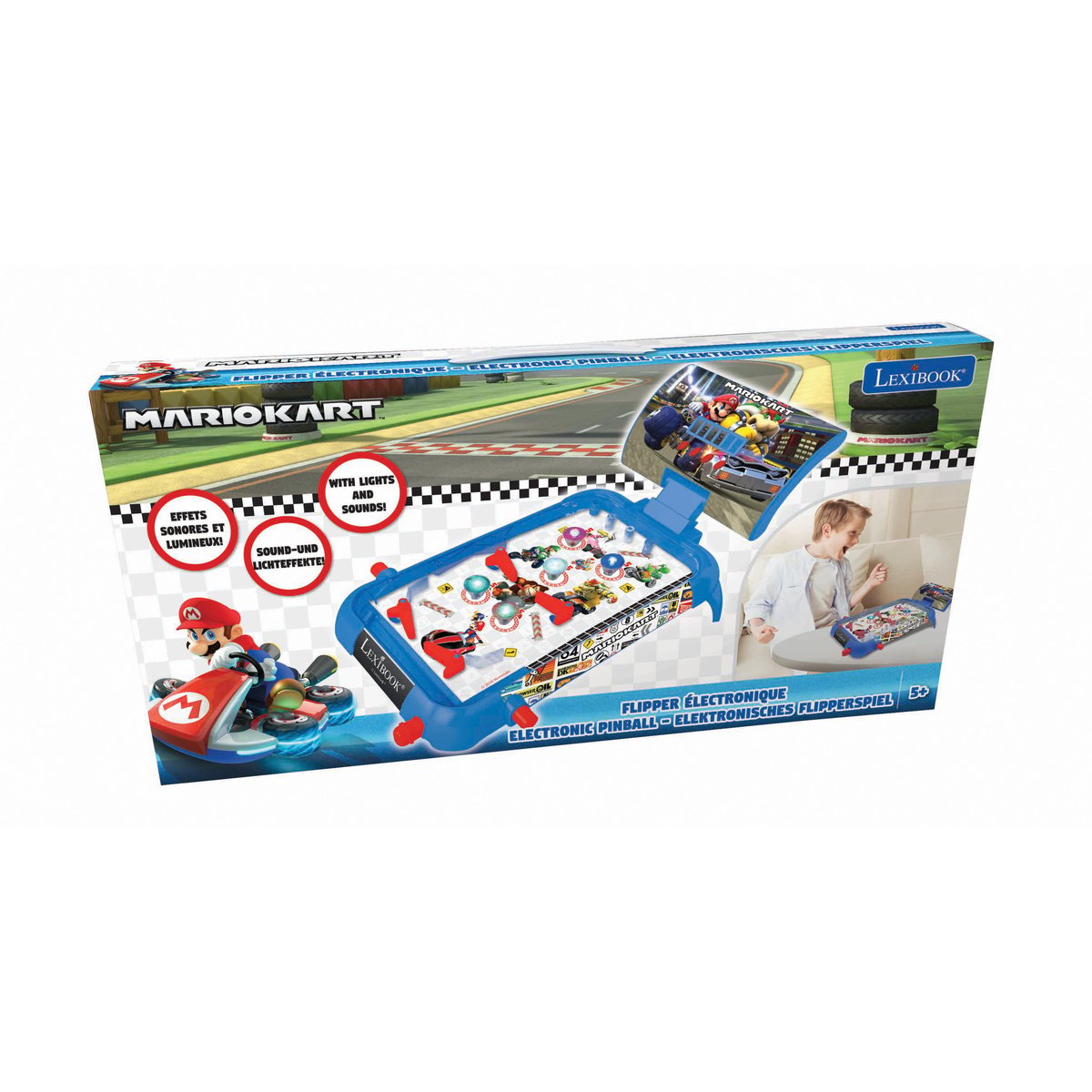 Flipper électronique de table Mario Kart bleu, LEXIBOOK