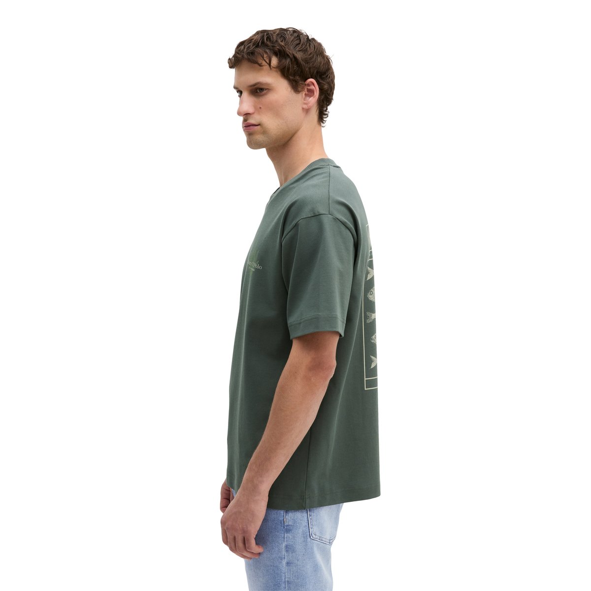 T-shirt loose avec un imprimé marin dans le dos gris foncé, MARC O'POLO
