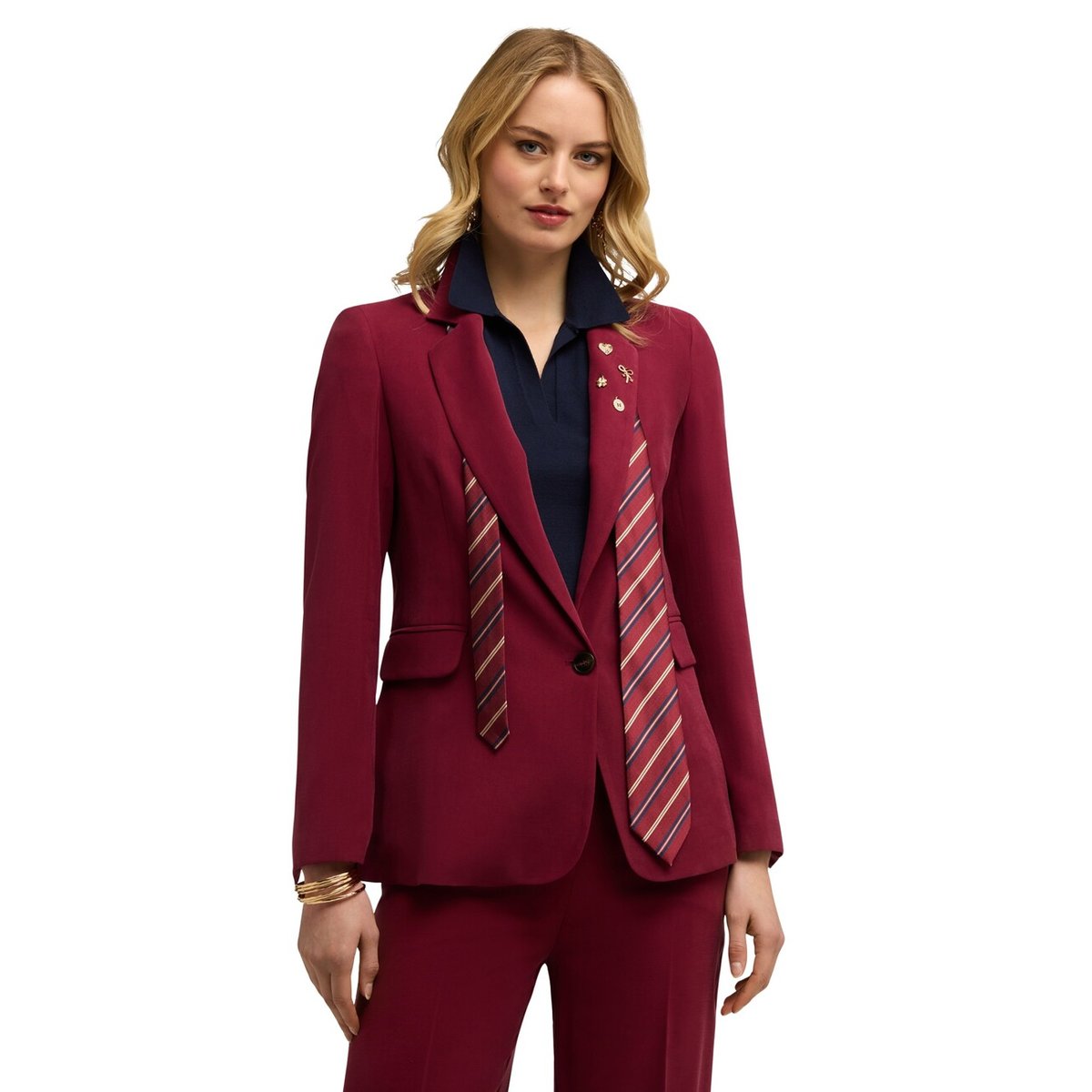 Veste avec applications et cravate. burgundy, MOTIVI