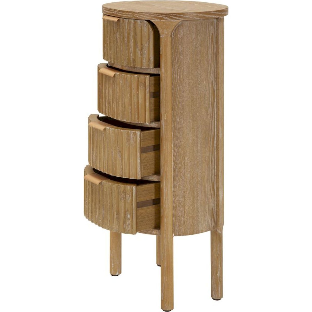 Chiffonnier arrondi façades relief MODERN brun bois naturel, RECOLLECTION