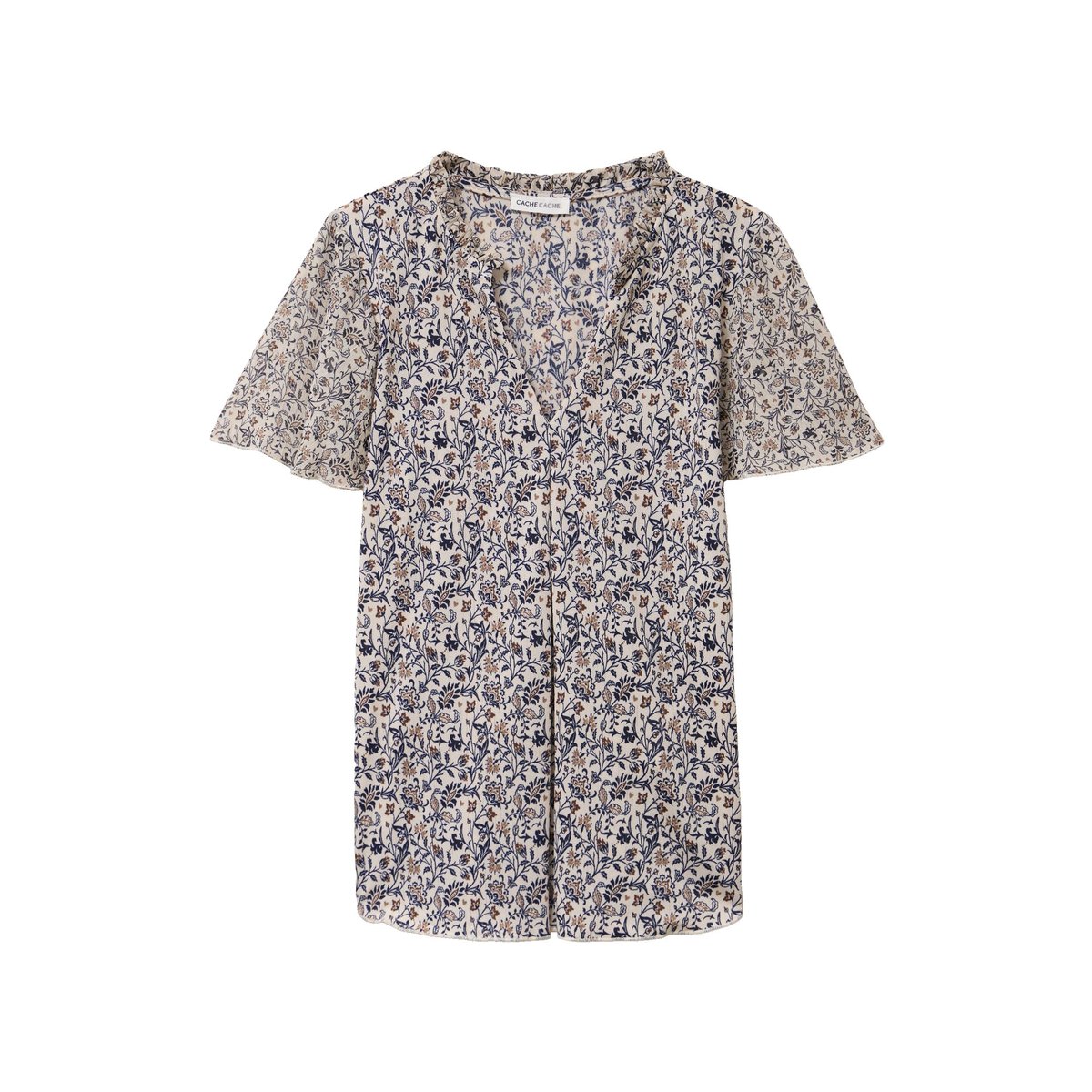 Blouse droite longue manches courtes blanc, CACHE CACHE