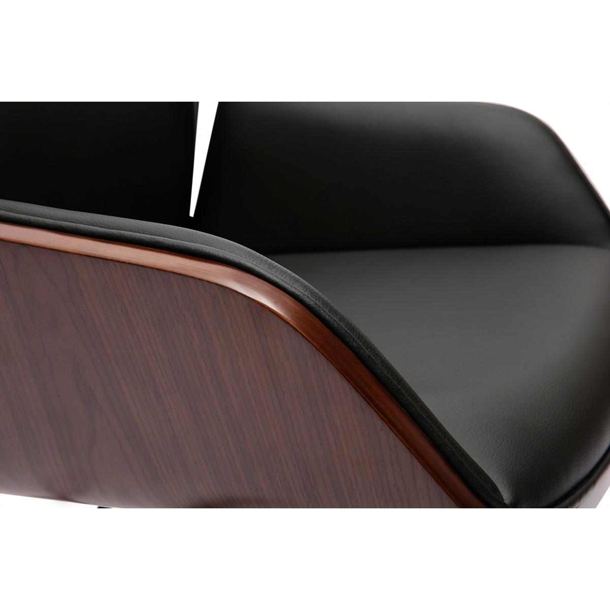 Chaise de bureau design pivotante 360° blanche, bois clair et métal chromé MARLOW noyer / noir, MILIBOO