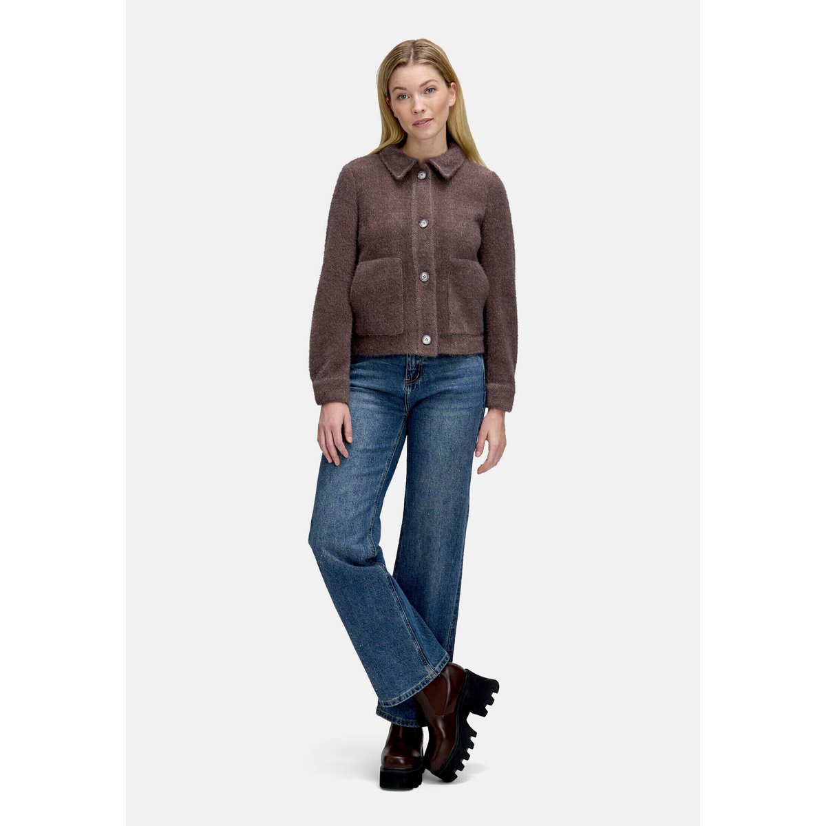Veste casual à poches plaquées dark almond, CARTOON