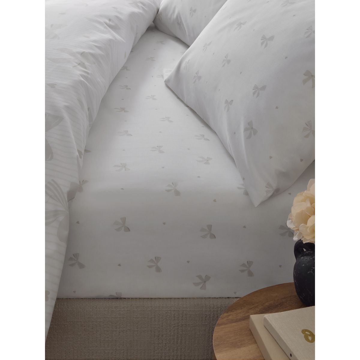 Drap-housse et taie d'oreiller avec nœuds naturel, NEXT