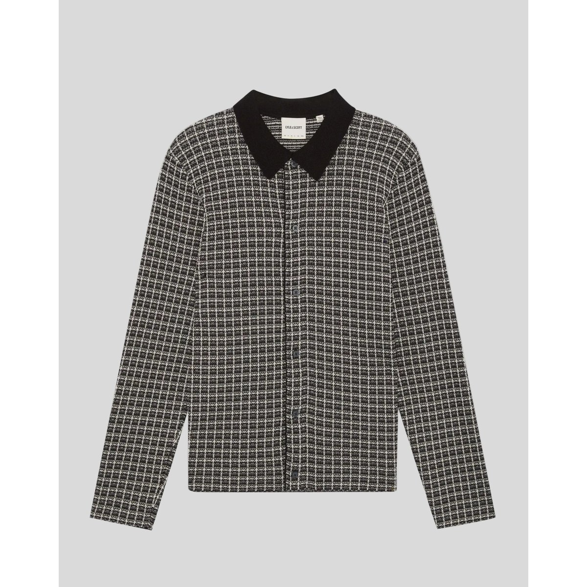 Cardigan maille panier en maille à col noir lacquer, LYLE & SCOTT