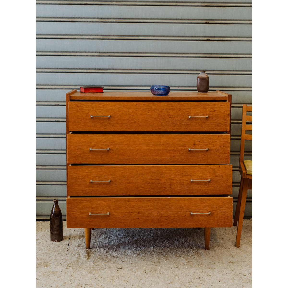 Commode en bois Olga N°1127 - Bon état bois foncé, DEBONGOUT