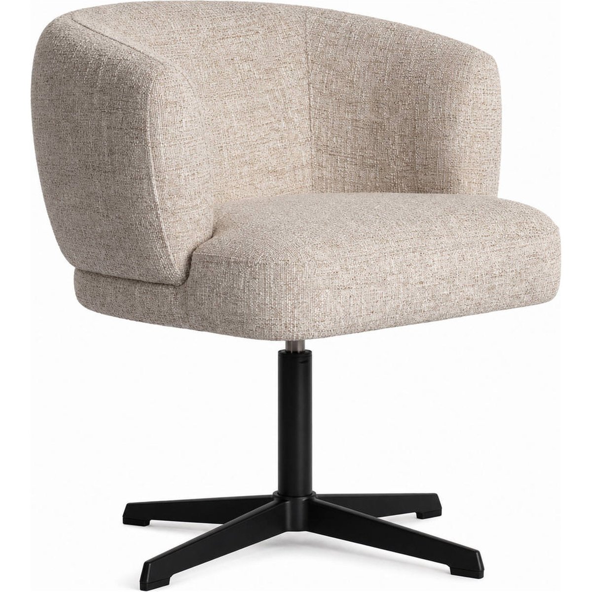 Chaise de salle à manger pivotante en tweed crème tweed et noir, RECOLLECTION