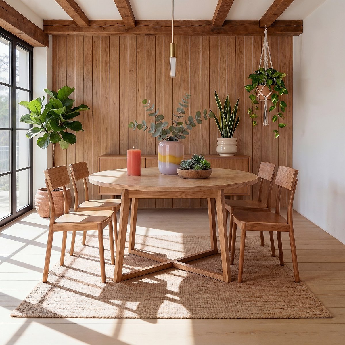 Table à manger panneau de particule MEDUNO naturel clair, HABITAT