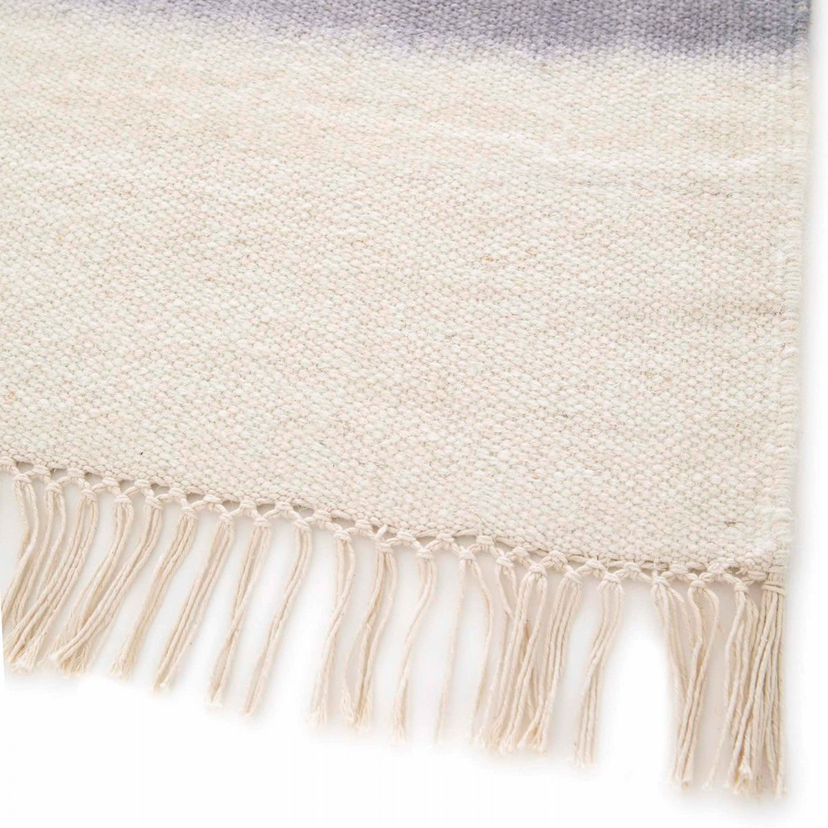 Tapis en laine tissé à plat DUNA bleu, OVIALA