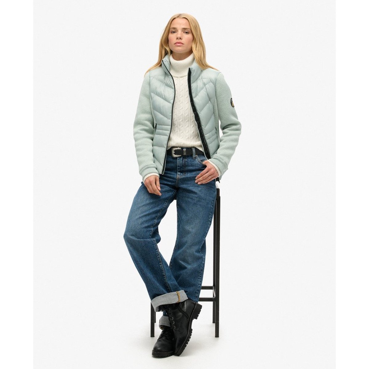 Veste en maille Storm Hybrid gris puritain, SUPERDRY
