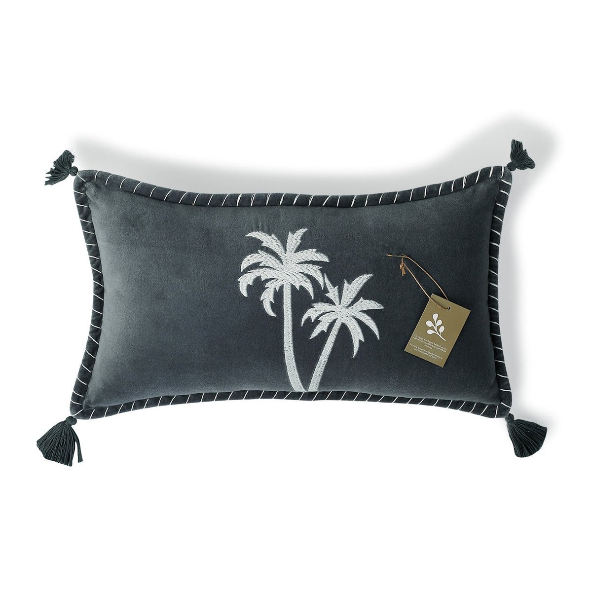 Coussin velours de coton OASIS VELOURS bleu orage, FEBRONIE