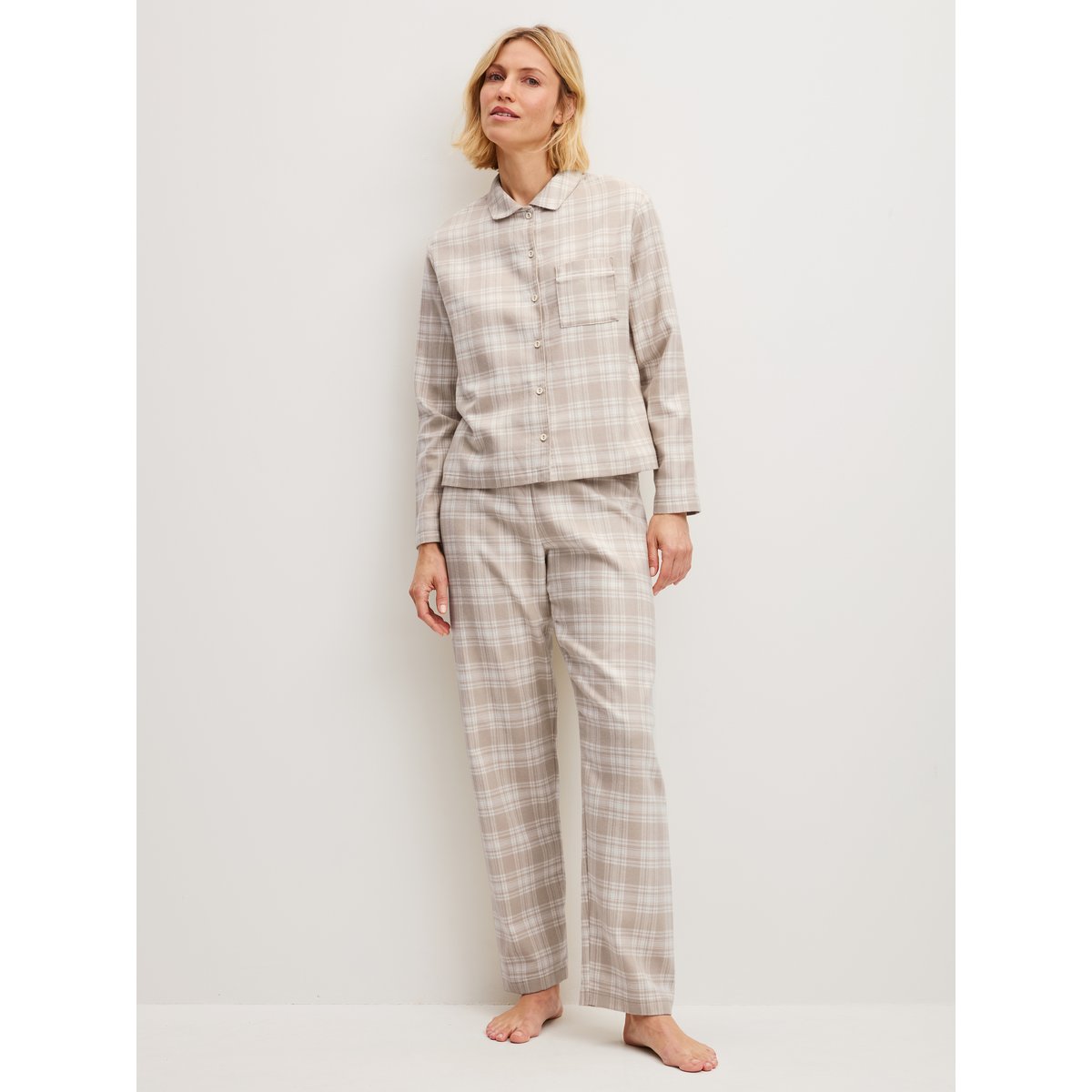 Pyjama en flanelle, boutonné de bout en bout manches longues Coton PLAID DREAMS chateau, CALIDA