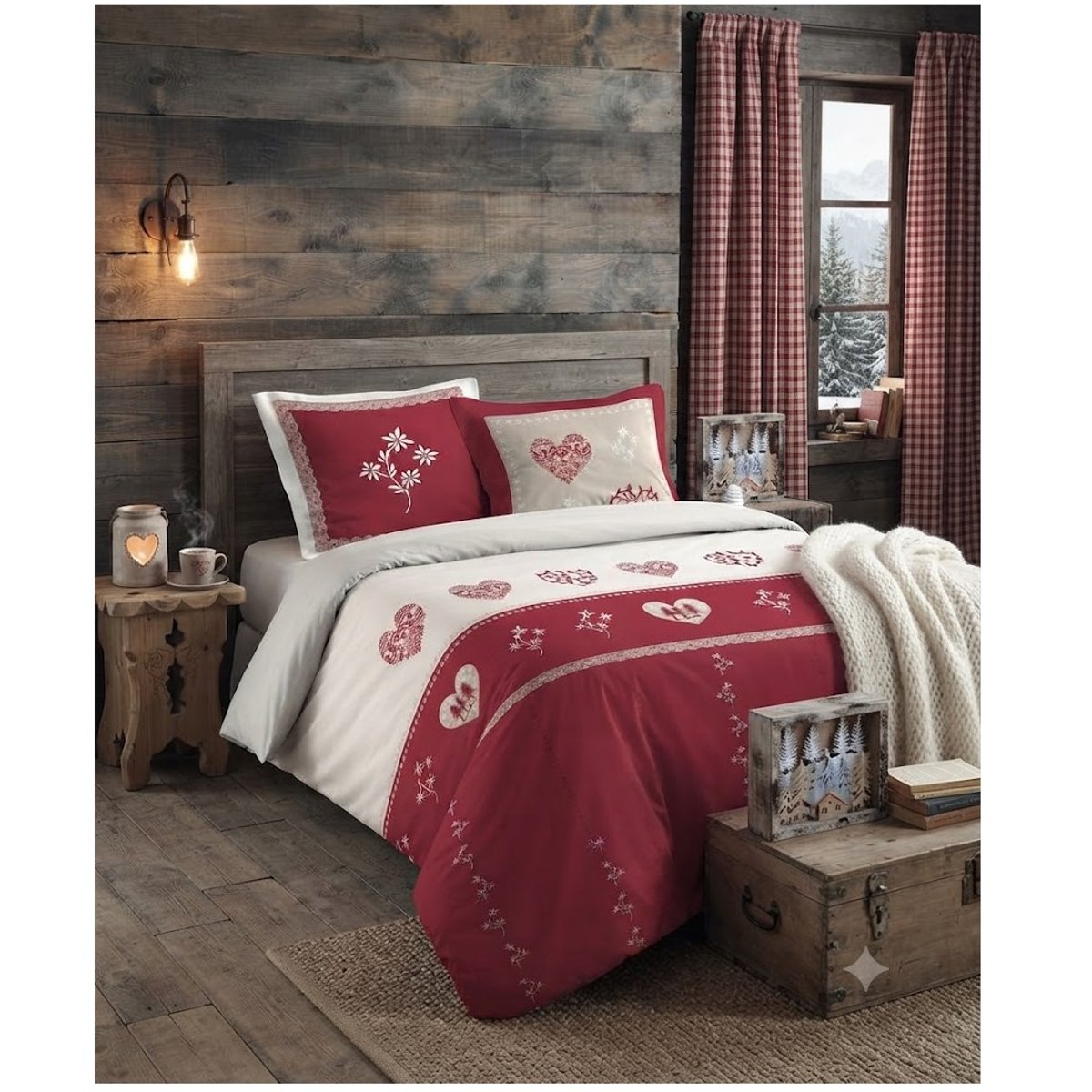 Housse de couette + taie Coeur de montagne mondane rouge, EDEN