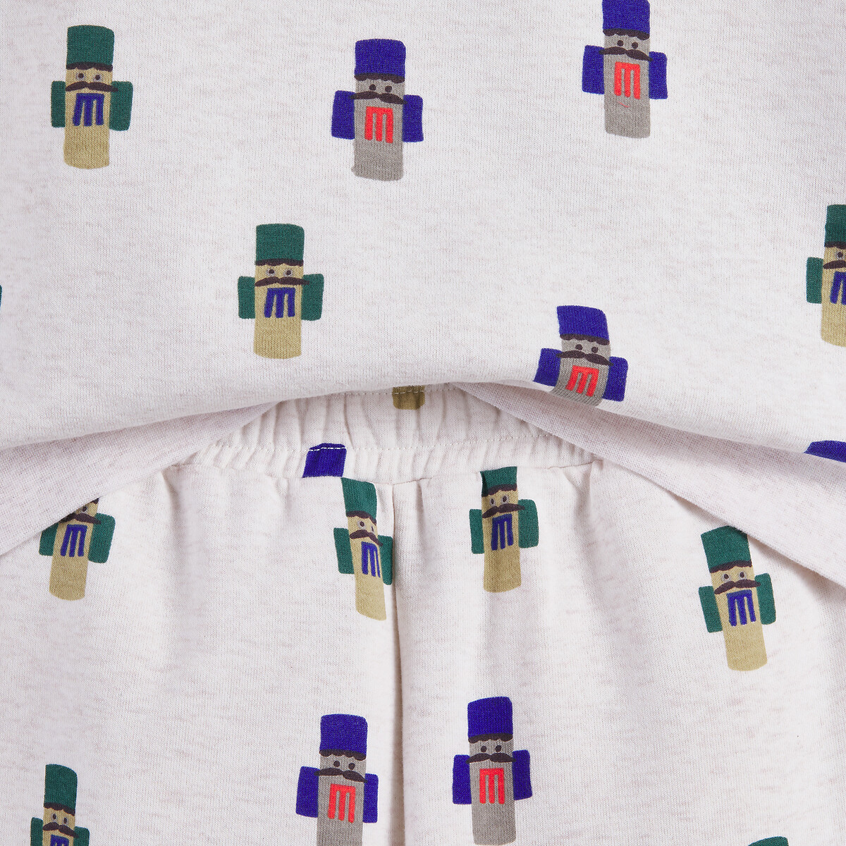 Kids Fleece Family Pyjamas with Christmas Figures Motif beige/printed, LA REDOUTE COLLECTIONS