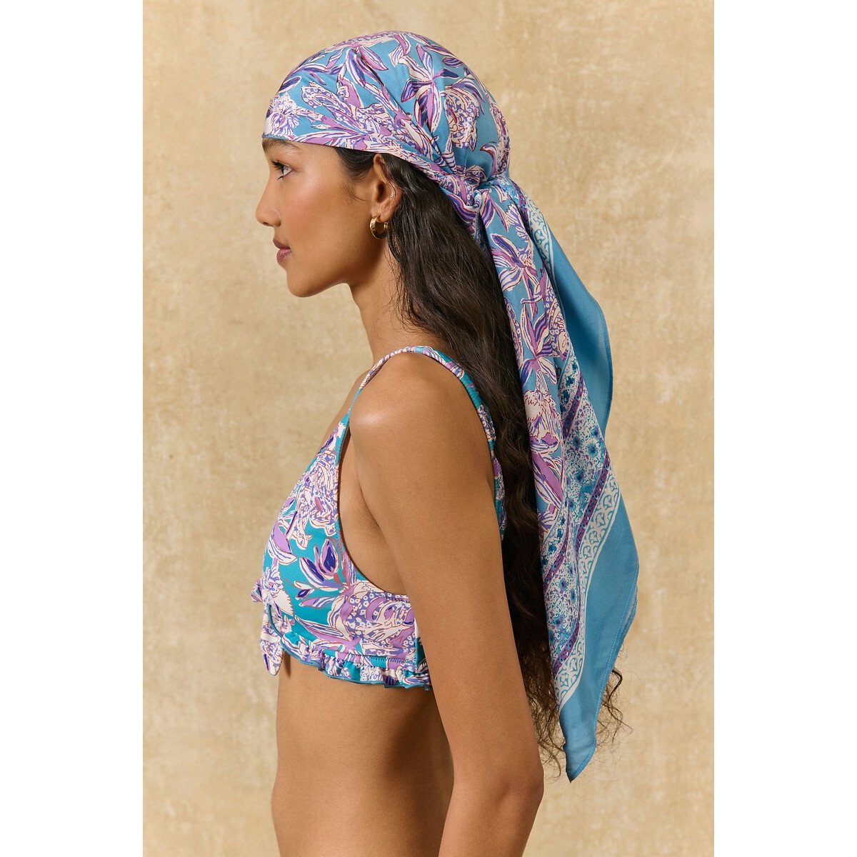 Romy floral silk scarf blue floral print, LOUISE MISHA