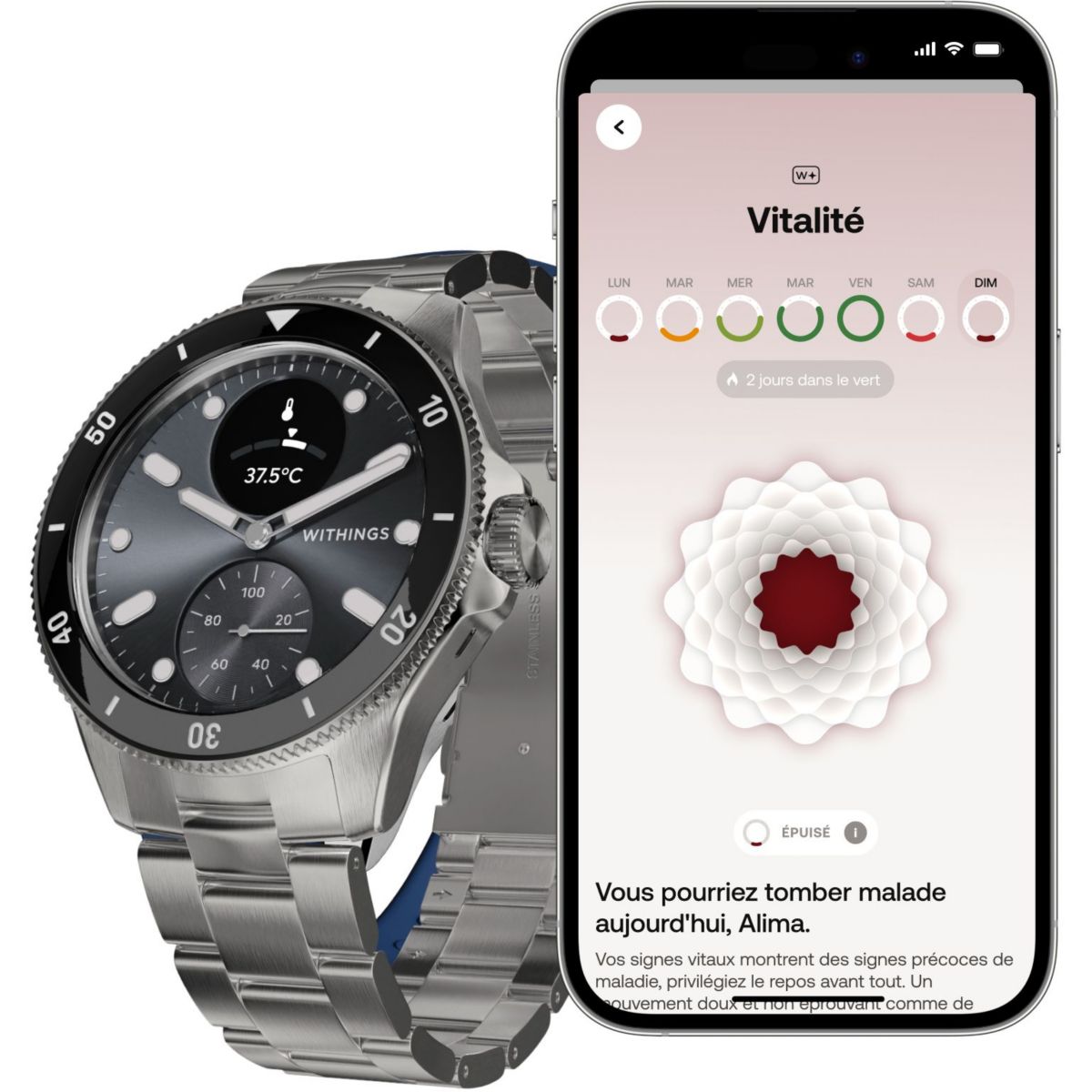 Montre santé Scanwatch Nova 42mm Noire noir, WITHINGS