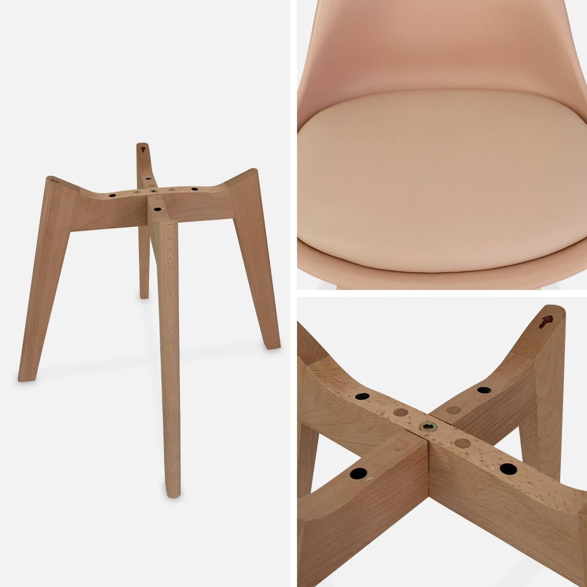 Chaise scandinave bois de hêtre (lot de 4) NILS vieux rose, SWEEEK