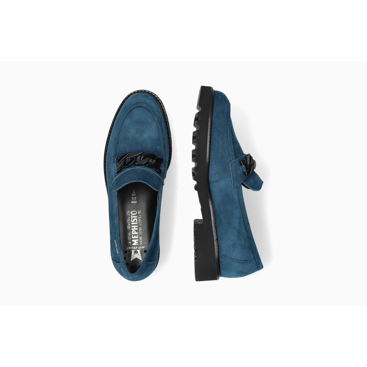 Mocassins en cuir SALKA bleu 5143, MEPHISTO