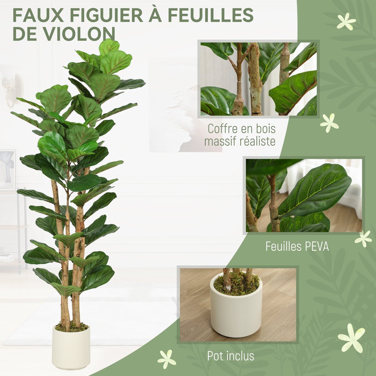 Plantes artificielles PEVA Vert vert, HOMCOM
