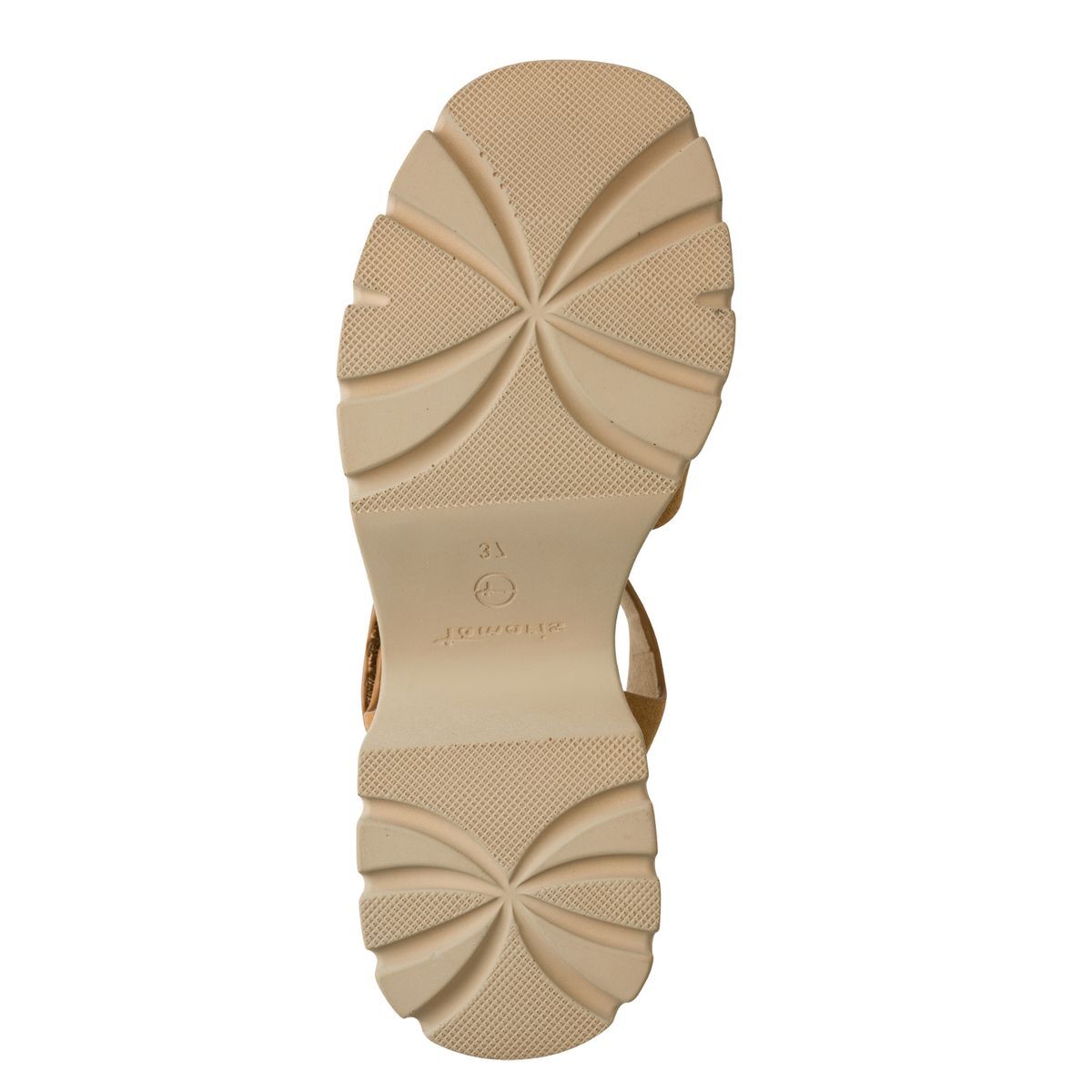 Sandale à talon en cuir marron camel, TAMARIS