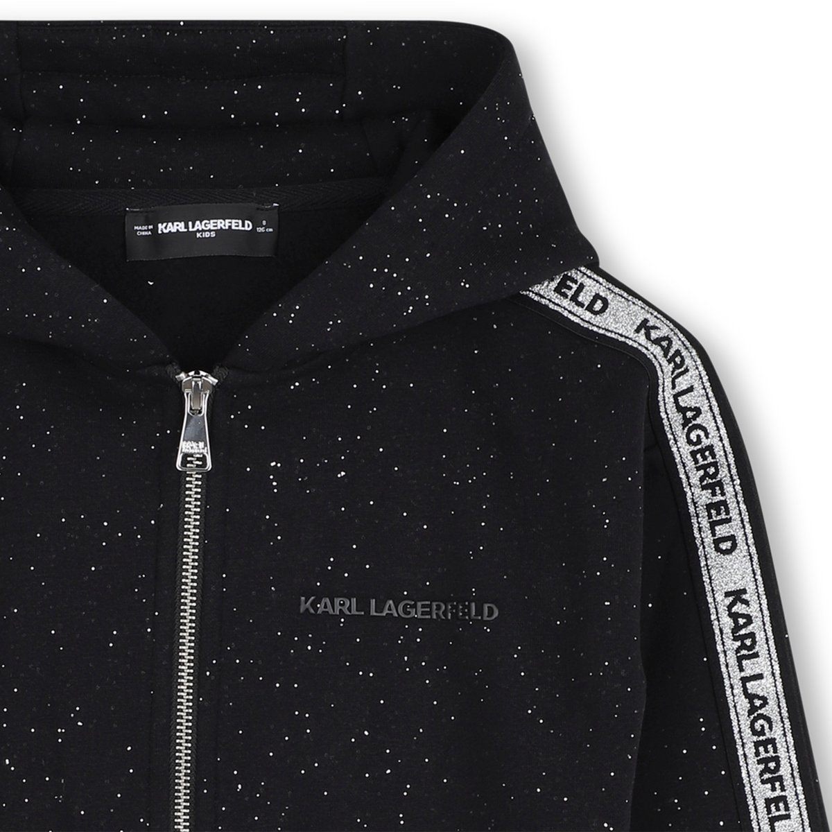 Cardigan à capuche noir argent, KARL LAGERFELD KIDS