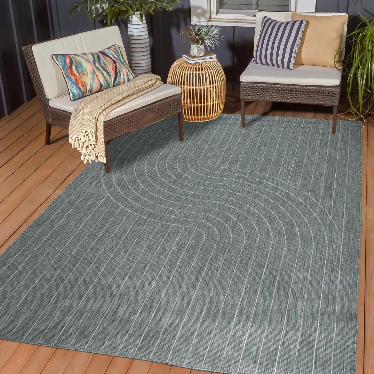 Tapis extérieur, kilim reversible LYN2 AW REVERSIBLE vert, beige, UN AMOUR DE TAPIS