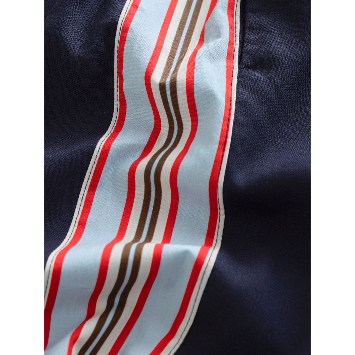 Pantalon large en lin mélangé à bandes côté bleu marine/rouge, NEXT