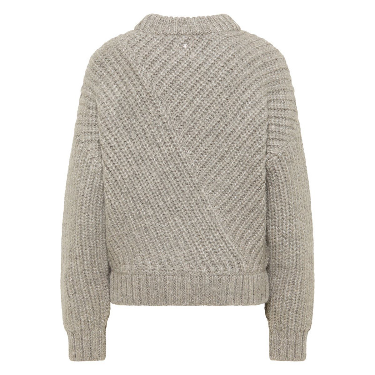 Pull beige uni avec un col rond côtelé et des manches longues beige, MUSTANG