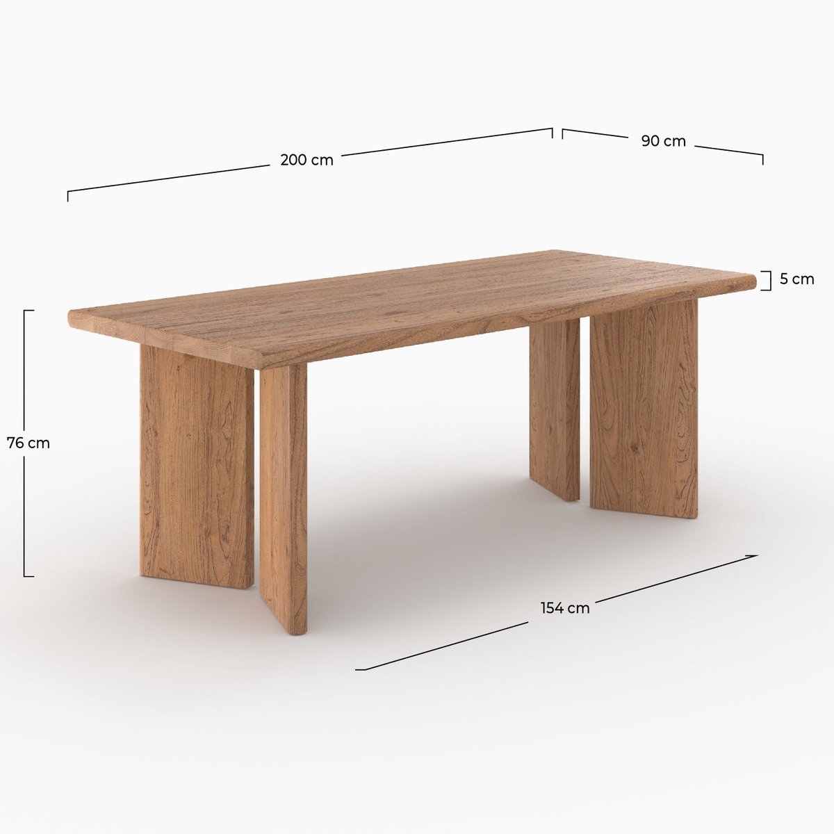 Table rectangulaire en bois d'orme 8 personnes - ALBANE marron, MAISON PAVANE