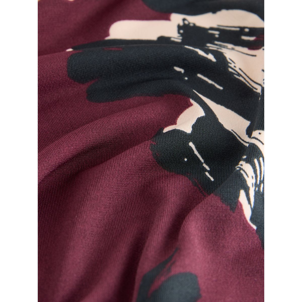 Chemisier en jersey manches longues et col v imprimé floral rouge baie, NEXT