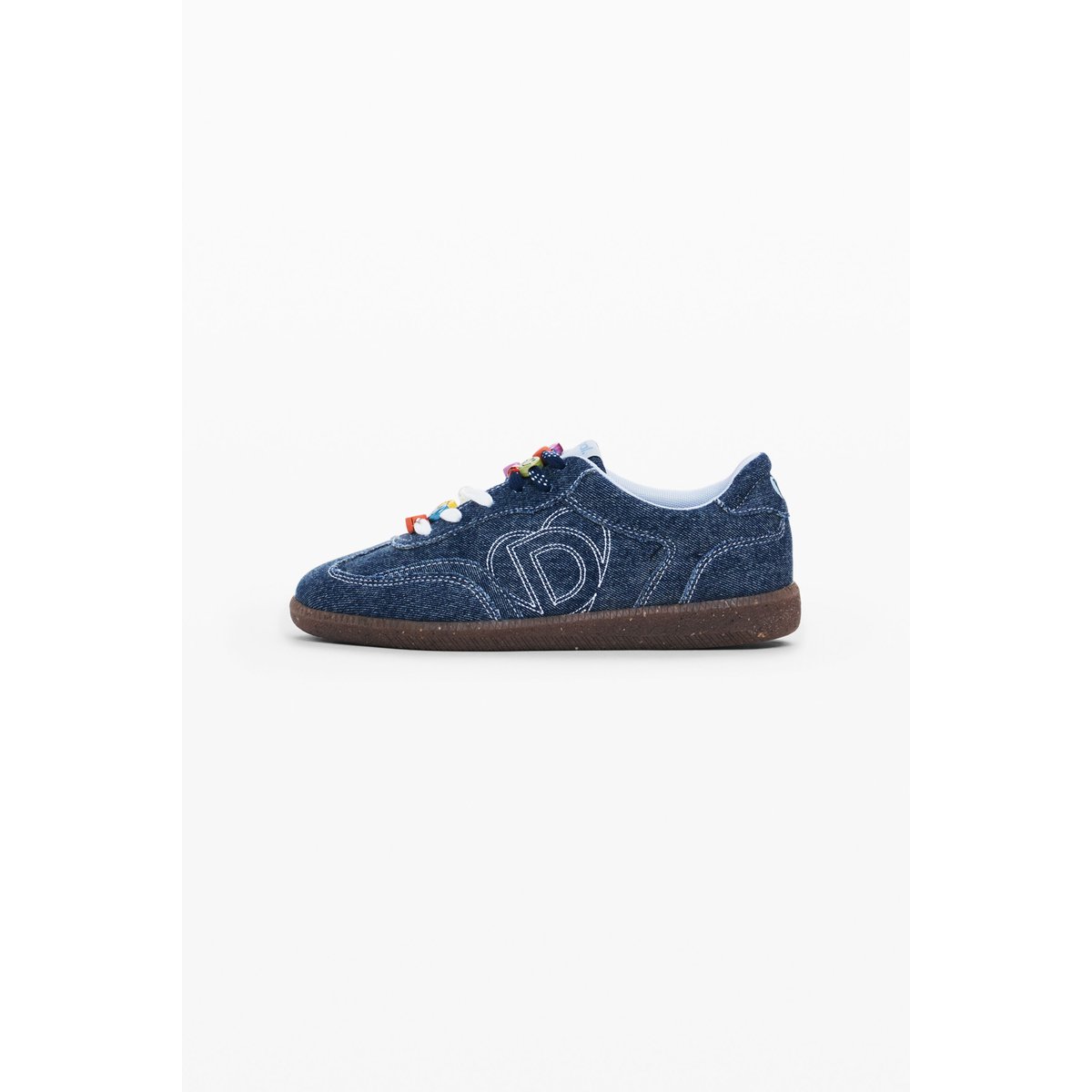 Baskets logo en denim bleu, DESIGUAL