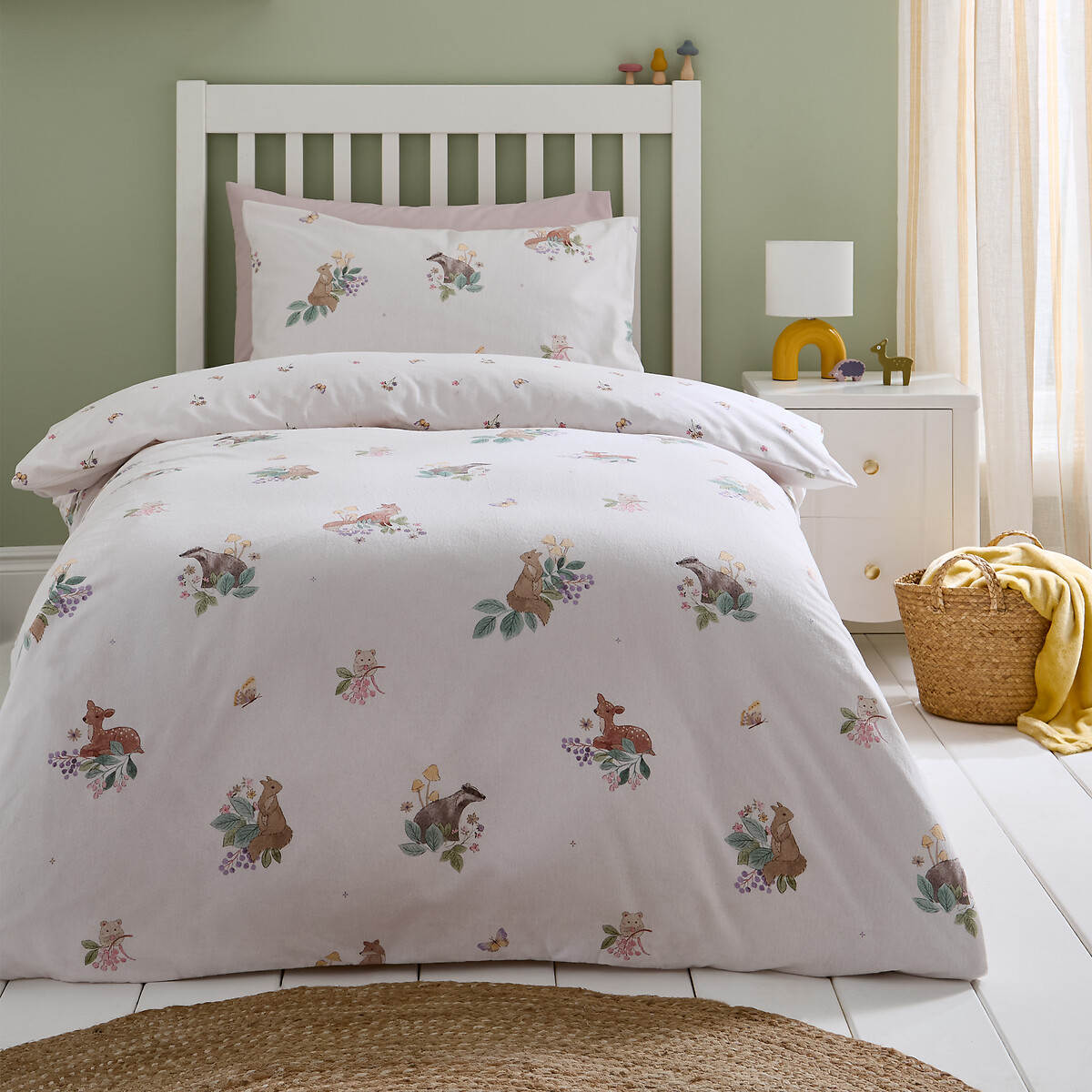 Brushed Forest Friends Reversible Duvet Cover Set cream, CATHERINE LANSFIELD