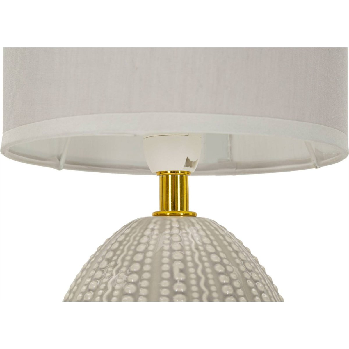 Lampe à poser relief céramique abat-jour tissu gris, RECOLLECTION