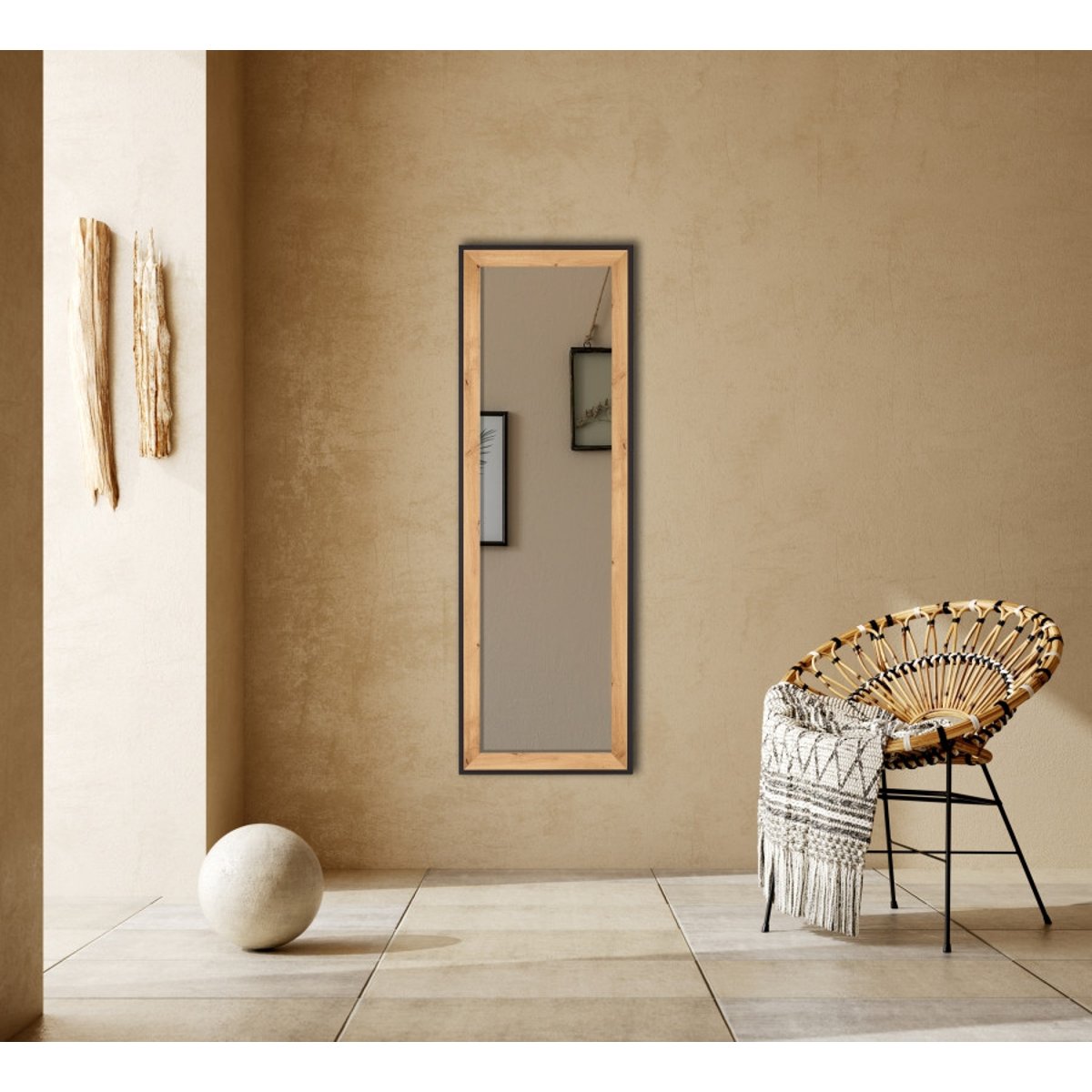 Miroir design en bois v021492, BIANKA bois, BOITE A DESIGN