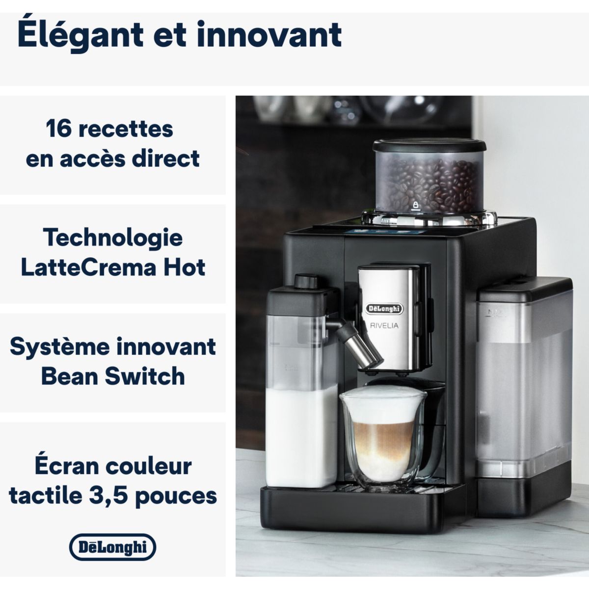 Expresso Broyeur FEB4455.B Rivelia Latte Noire couleur unique, DELONGHI