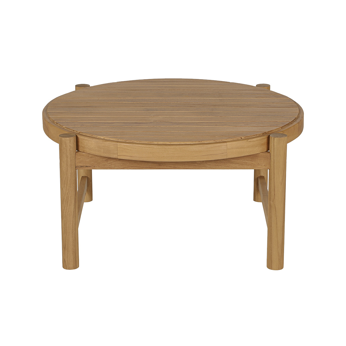 Table basse de jardin ronde en bois teck massif D80 cm MOANA couleur unique, MILIBOO