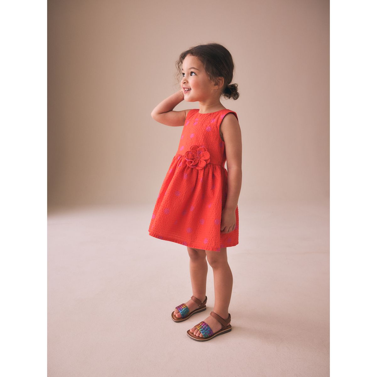 Robe de cérémonie avec fleur appliquée taches orange et rose, NEXT