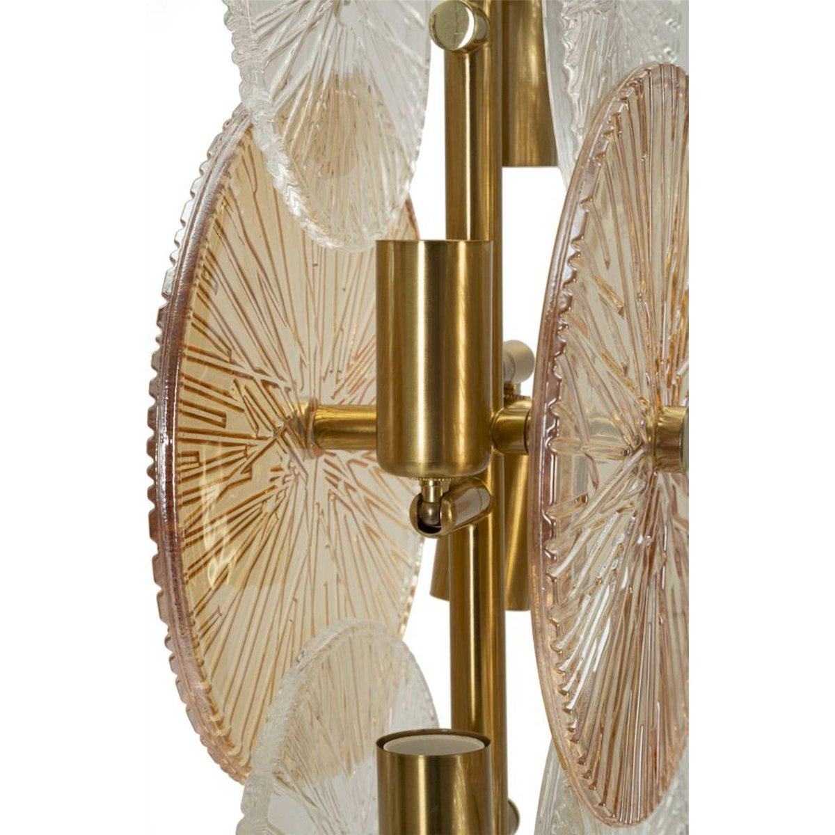 Lampe à poser en verre sculpté et fer GLAM doré brun et transparent, RECOLLECTION