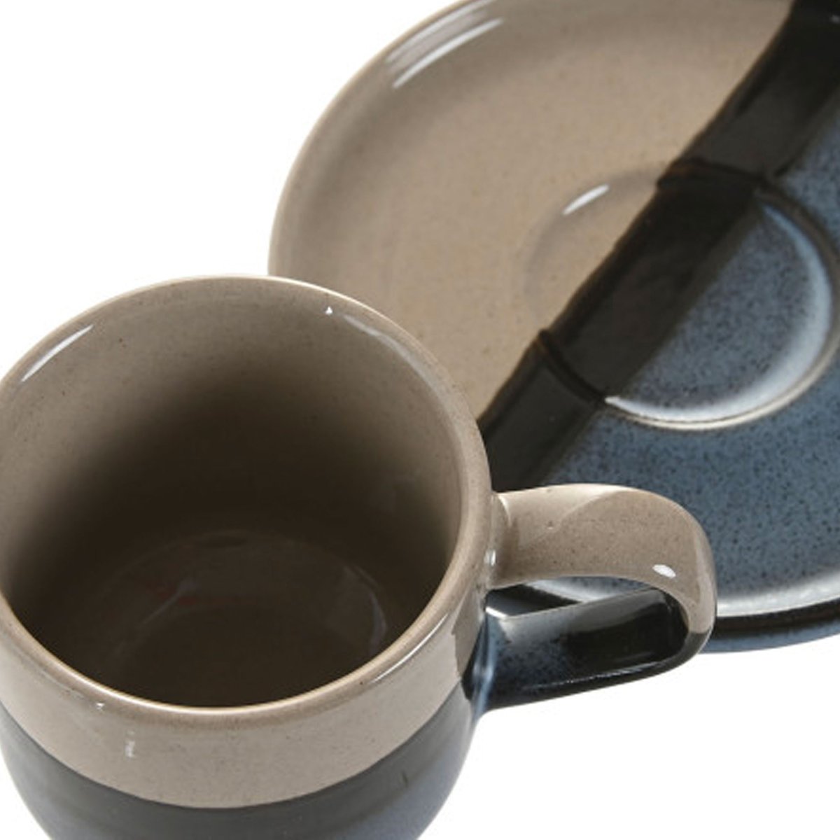Tasse à café et dessous de tasse porcelaine émaillée bleu et beige 130ml bleu, WADIGA