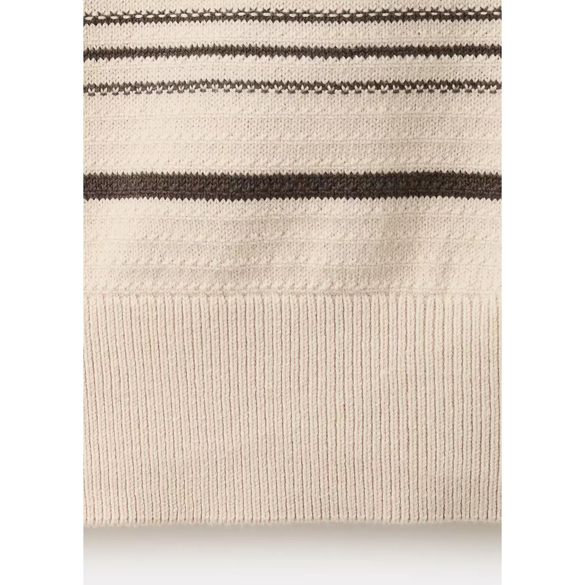 Polo en maille de coton mélangé à rayures beige, MANGO MAN