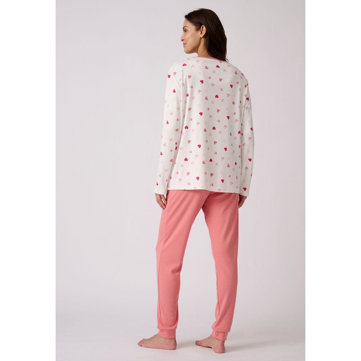 Pyjama Thermolactyl en maille interlock blanc rose imp., DAMART