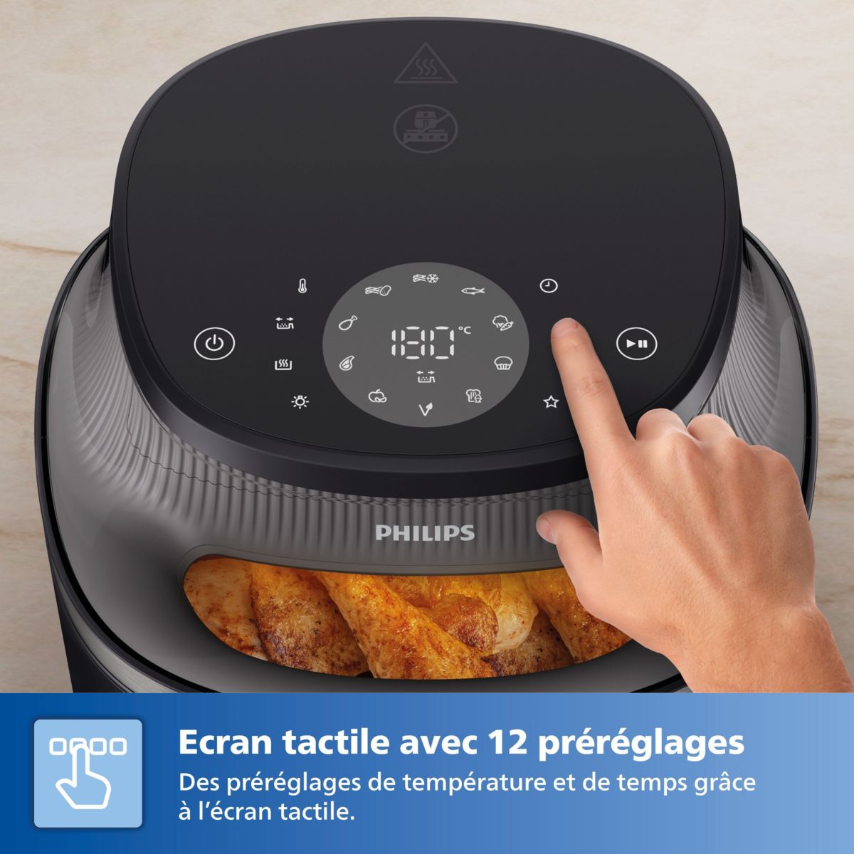 Airfryer NA332/00 Friteuse sans huile avec fenêtre de cuisson Noir/Doré, Série 3000 6.2L couleur unique, PHILIPS