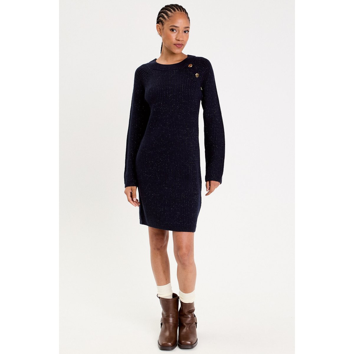 Robe pull détails de boutons bleu marine, CACHE CACHE